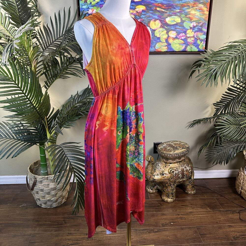 Leoma LoveGrove Dress Women L Cover Seahorse Coral Pink Empire elastic Midi